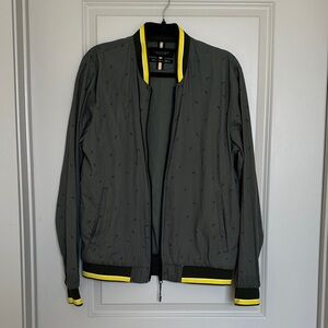 Olive Bomber Jacket with Neon Yellow Accents